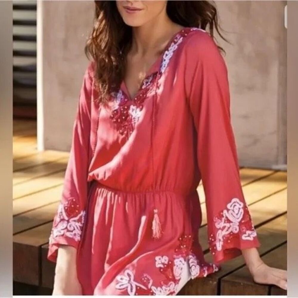 Soft Surroundings embroidered tassels blouse medium - Picture 1 of 7